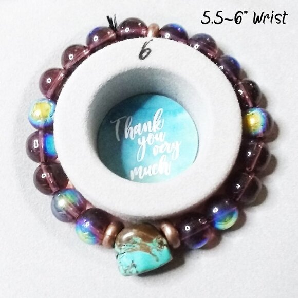 Flashy Beaded Stretch Bracelet! Turquoise Magnesite! Various Sizes - Pick Yours! - Picture 7 of 14